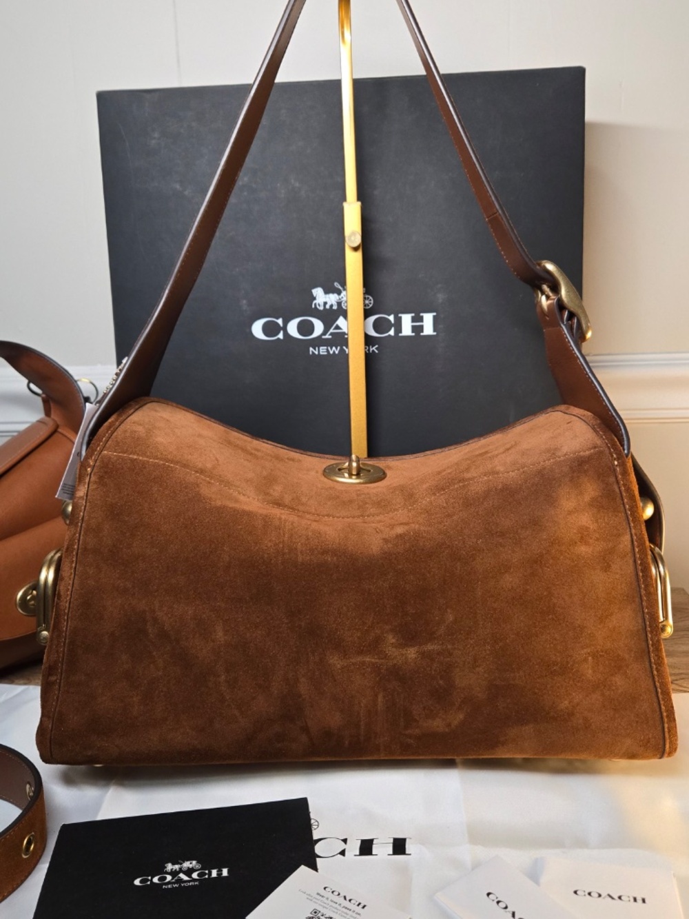 Coach Suede Haversack bag warm brown - Picture 7 of 12
